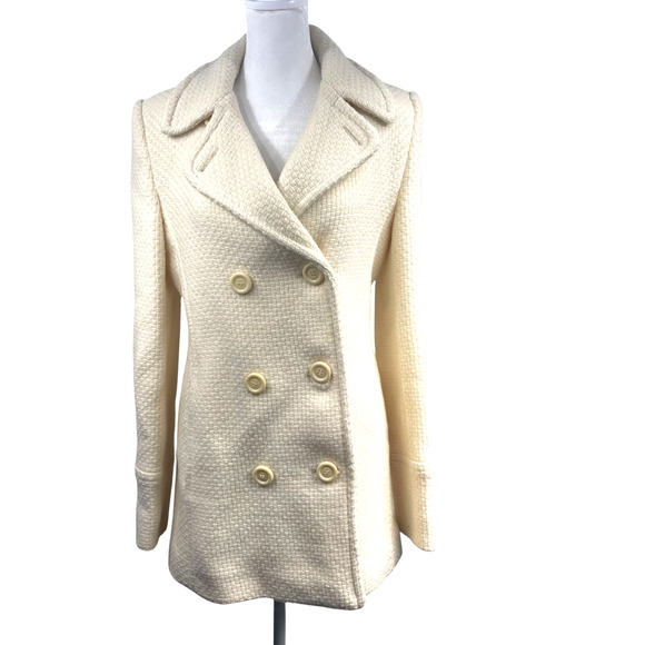 Searle Jackets & Blazers - Steve by Searle Ivory 100% Wool Jacket 6 Pea Coat Office Quiet Luxury Coquette